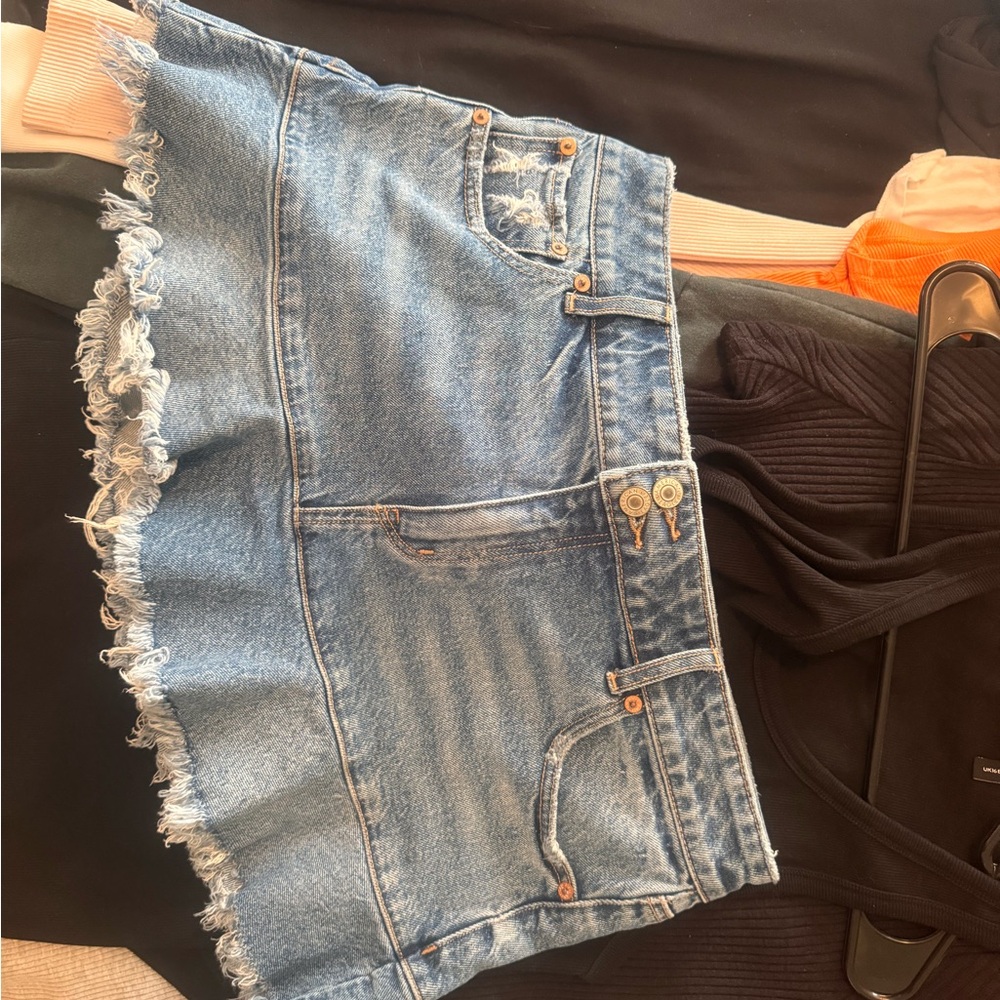 Denim Frayed Hem Womens skirt